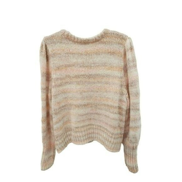 New Womens Peach Pink Striped  Long‎ Sleeve Cropped Sweater Review Measurements - Picture 3 of 12